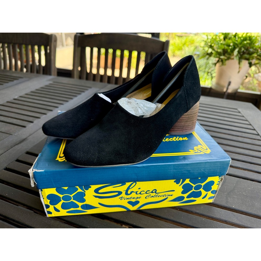 Sbicca Volin Pumps Womens 7.5 Black New Suede Block Heel Shoes